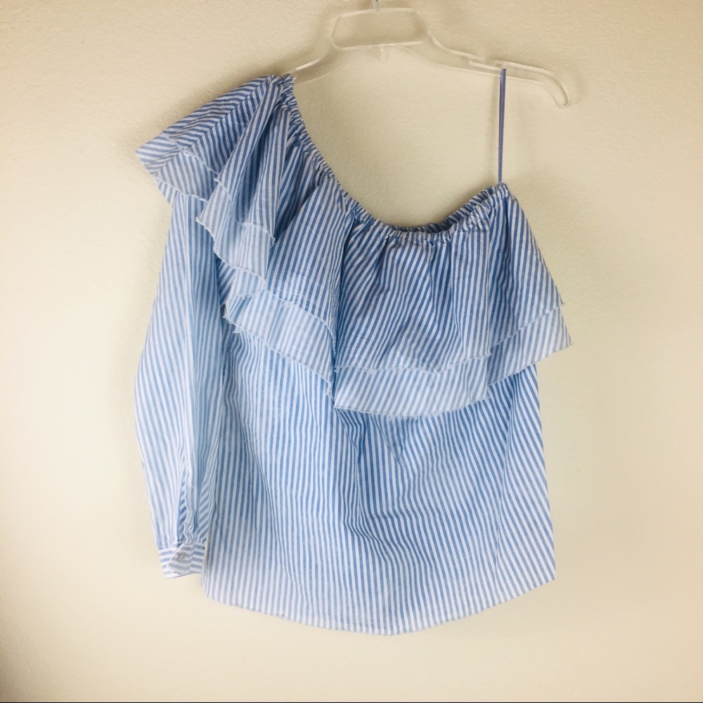 Zara One Shoulder Ruffle Blouse - Picture 2 of 4